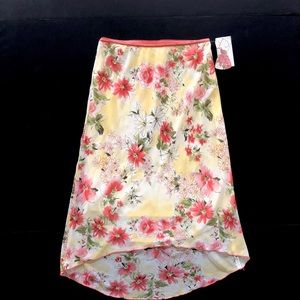 Speechless Yellow, Peach Floral Hi-Lo Skirt-NWT